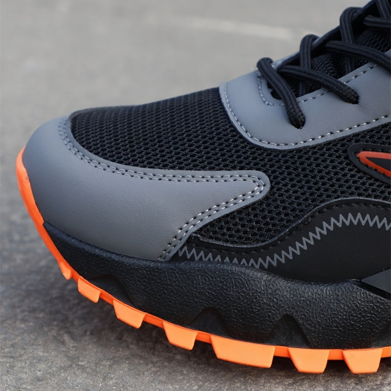 Men's Stylish Durable Sneakers - Comfortable, Non-Slip Lace-Up Sneakers for Outdoor Activities, Breathable Fabric, All-Season Wear