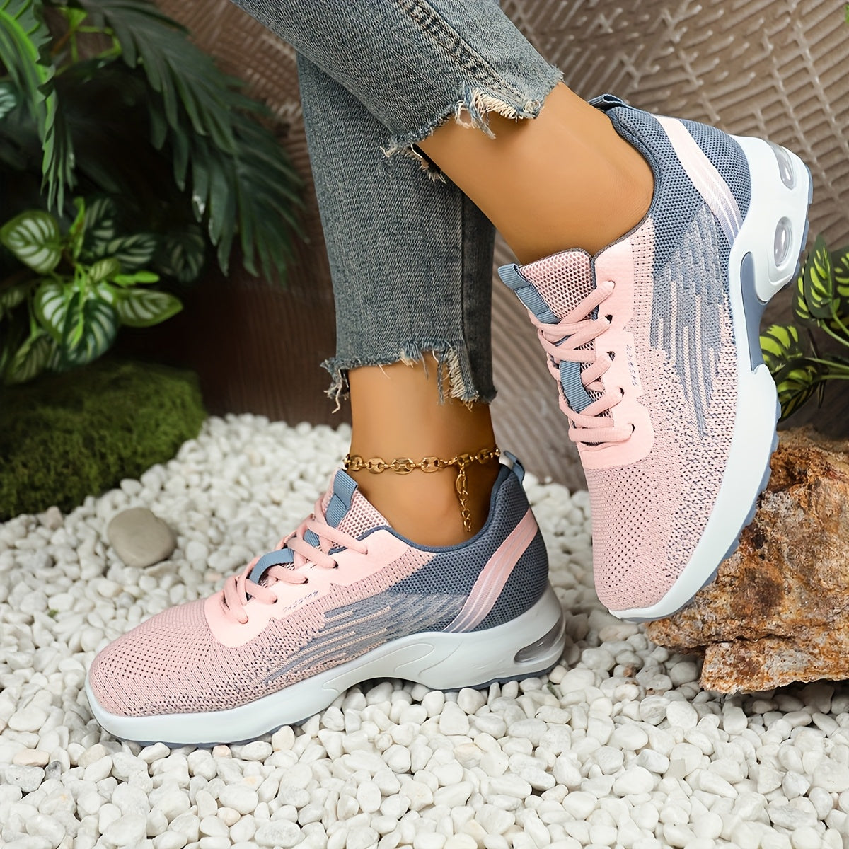 Breathable Mesh Women's Sneakers - Lightweight Soft Sole Lace-Up Low-Top Shoes with Cushioned PVC Sole for Running, Gym, Work Travel - All-Season Comfort in Black, White, Light Blue, Pink, Grey, Ladies Sneakers, Gym Footwea