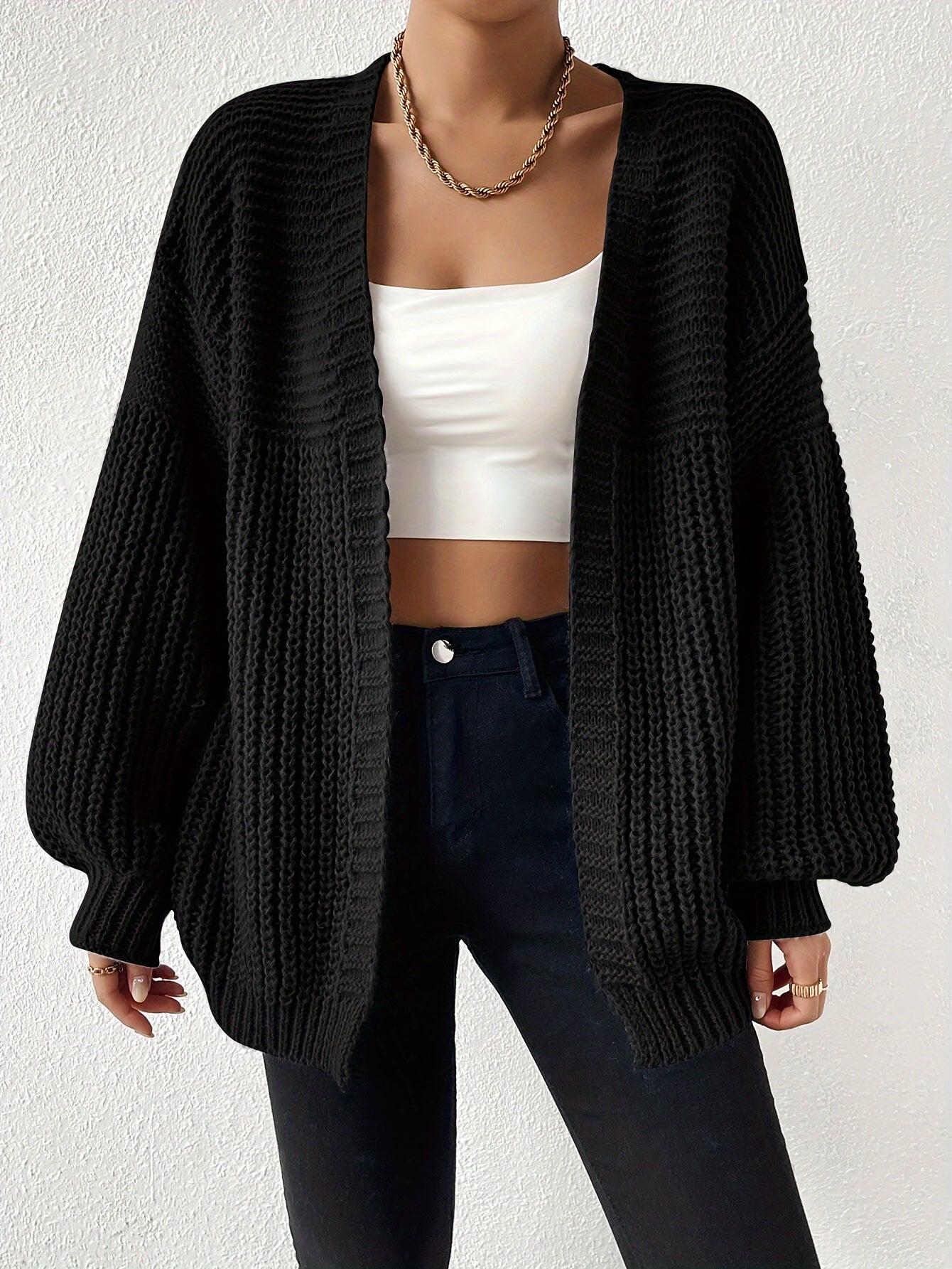 Off-Shoulder Chunky Knit Cardigan for Fall and Winter