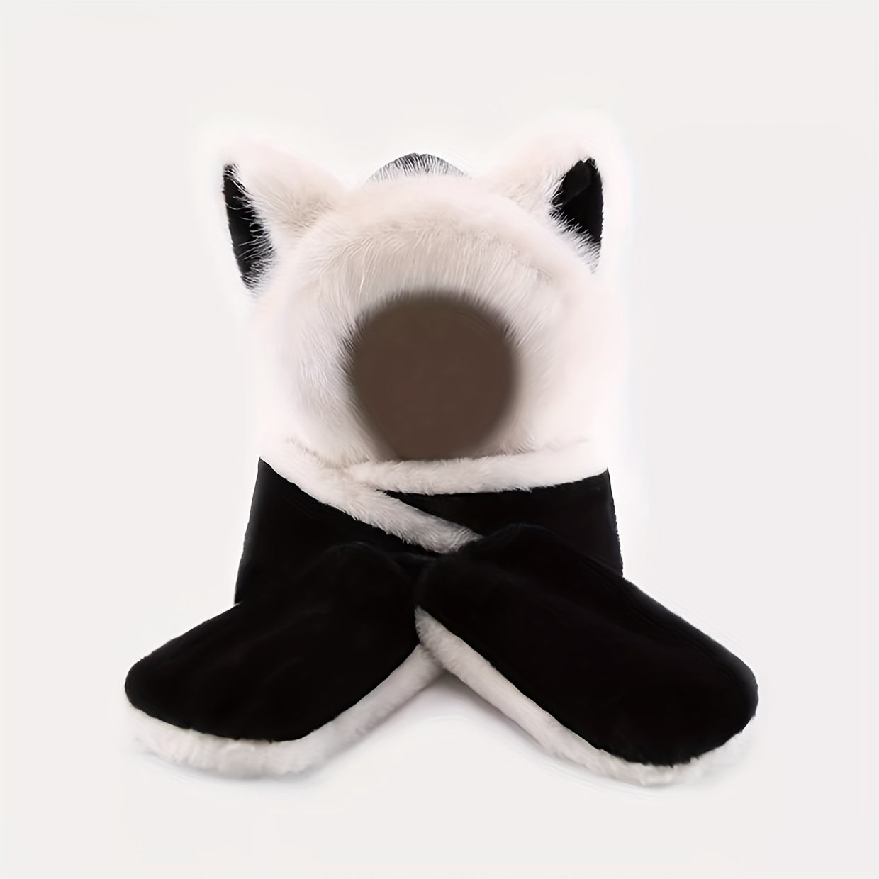 Women's Fox Ear Hat 3-in-1 with Scarf & Gloves - Winter Warm Windproof Cute Fox Ears, Lightweight Jacket-Compatible for cold Weather, Hand Washable Maomao Hat for, New Year & Holiday Outfits (Non-Stretch)