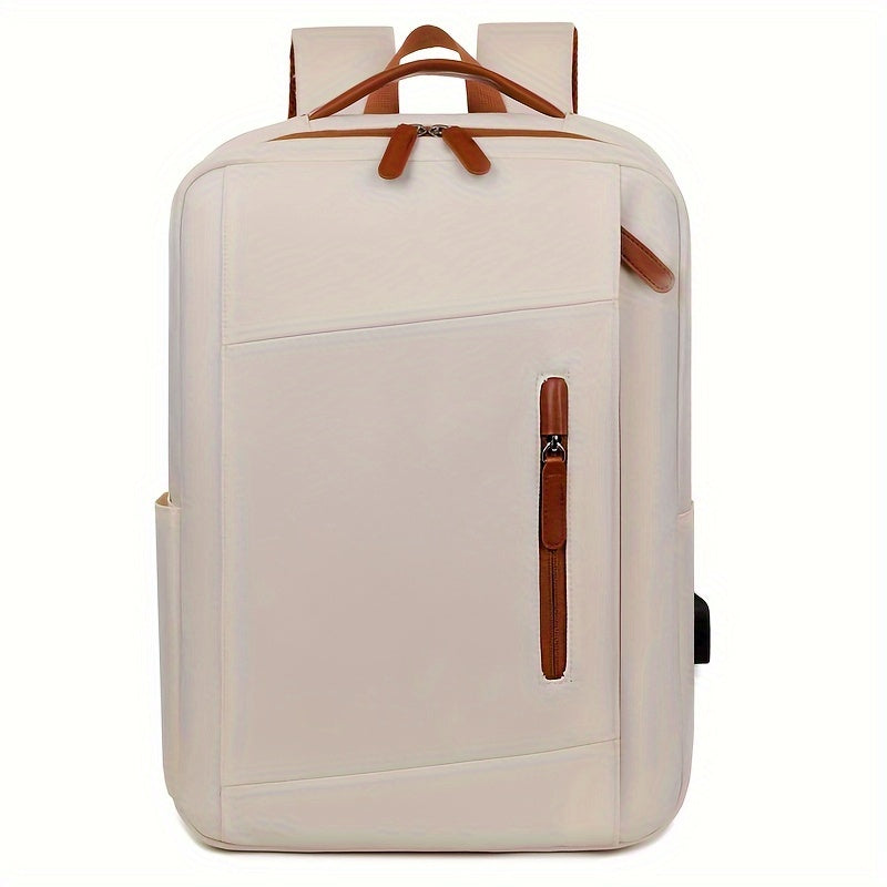 Stylish Lightweight Laptop Backpack - Adjustable Shoulder Straps, Multiple Compartments, USB Charging Port, Perfect for Commuting, School, Travel Business, Casual Style, Polyester Lining, Secure Zipper Closure, Laptop Carry