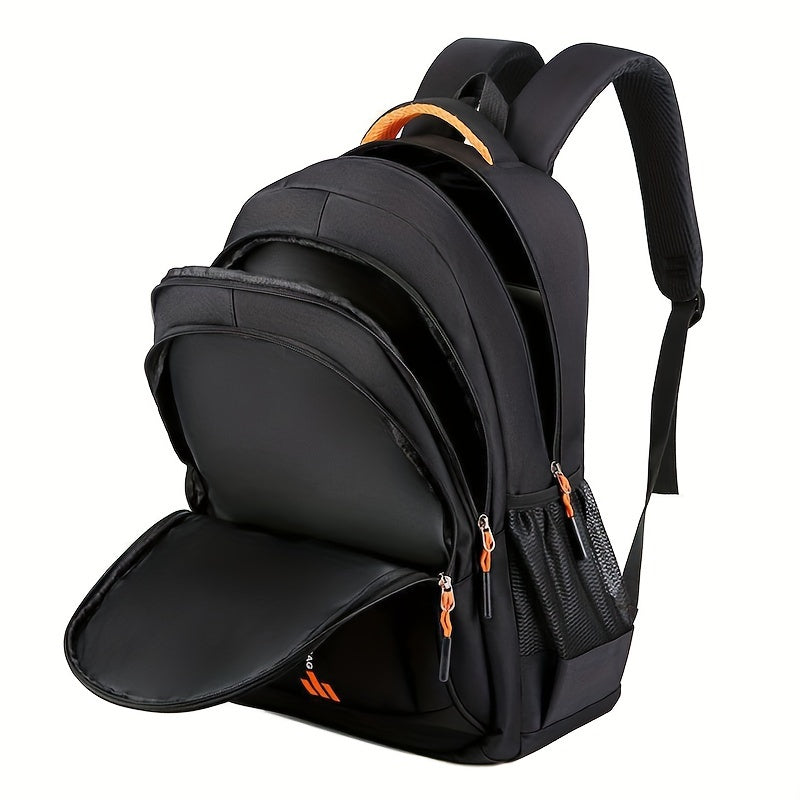 Unisex Large Capacity Travel Backpack - Durable Nylon Laptop Bag with Multiple Compartments, Business Casual Style, Black with Green Accents, 60.96cm x 40.64cm x 8, Backpack for Travel