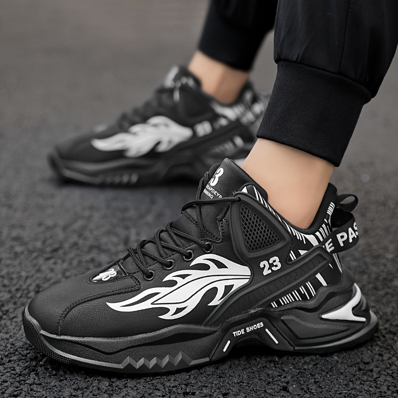 Men's Sports Casual Shoes Spring/Summer New Thick-Soled Anti-Slip PU Running Shoes Fashionable Versatile Outdoor Travel Shoes