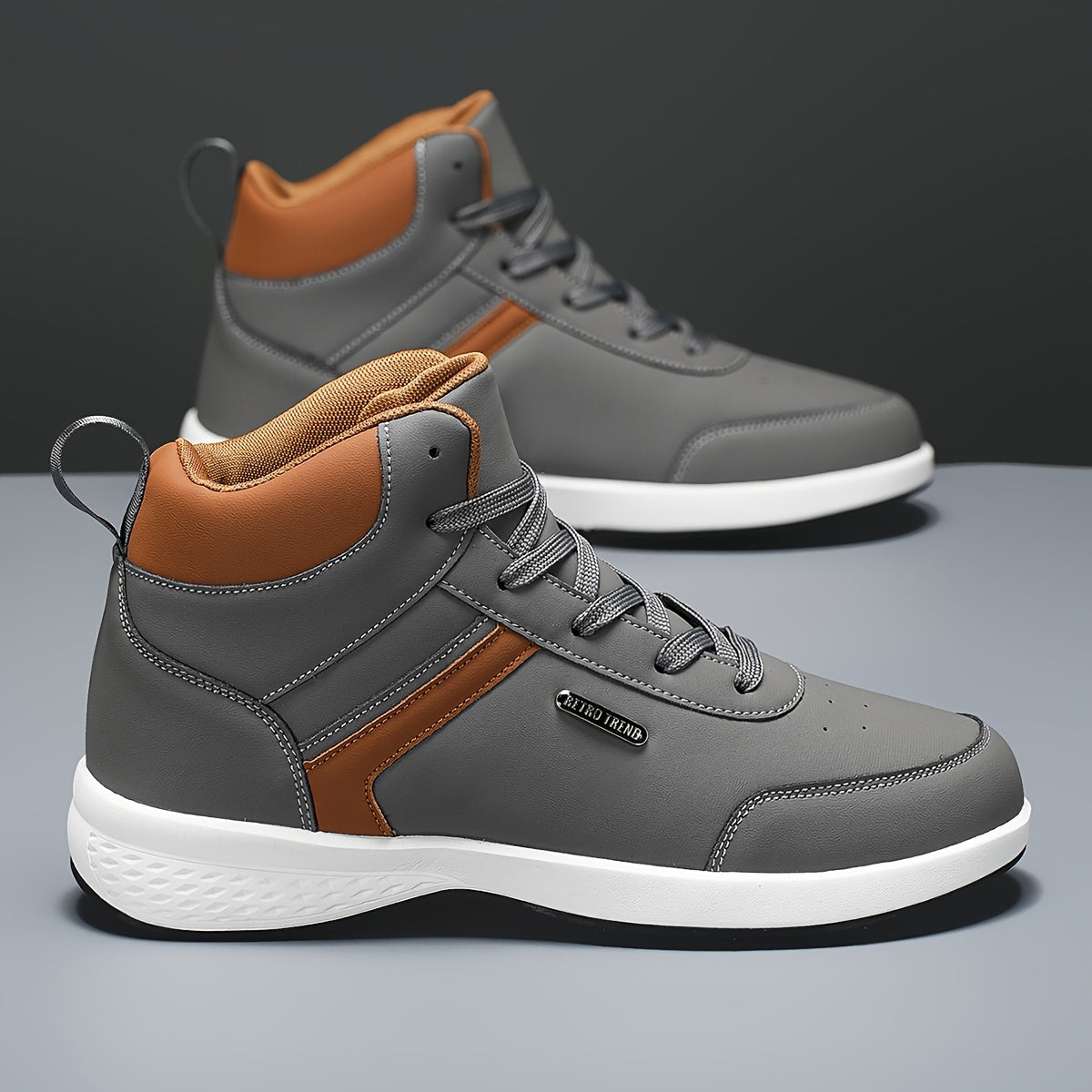 Men's High-Top PU Loafers Casual Vintage Business Shoes