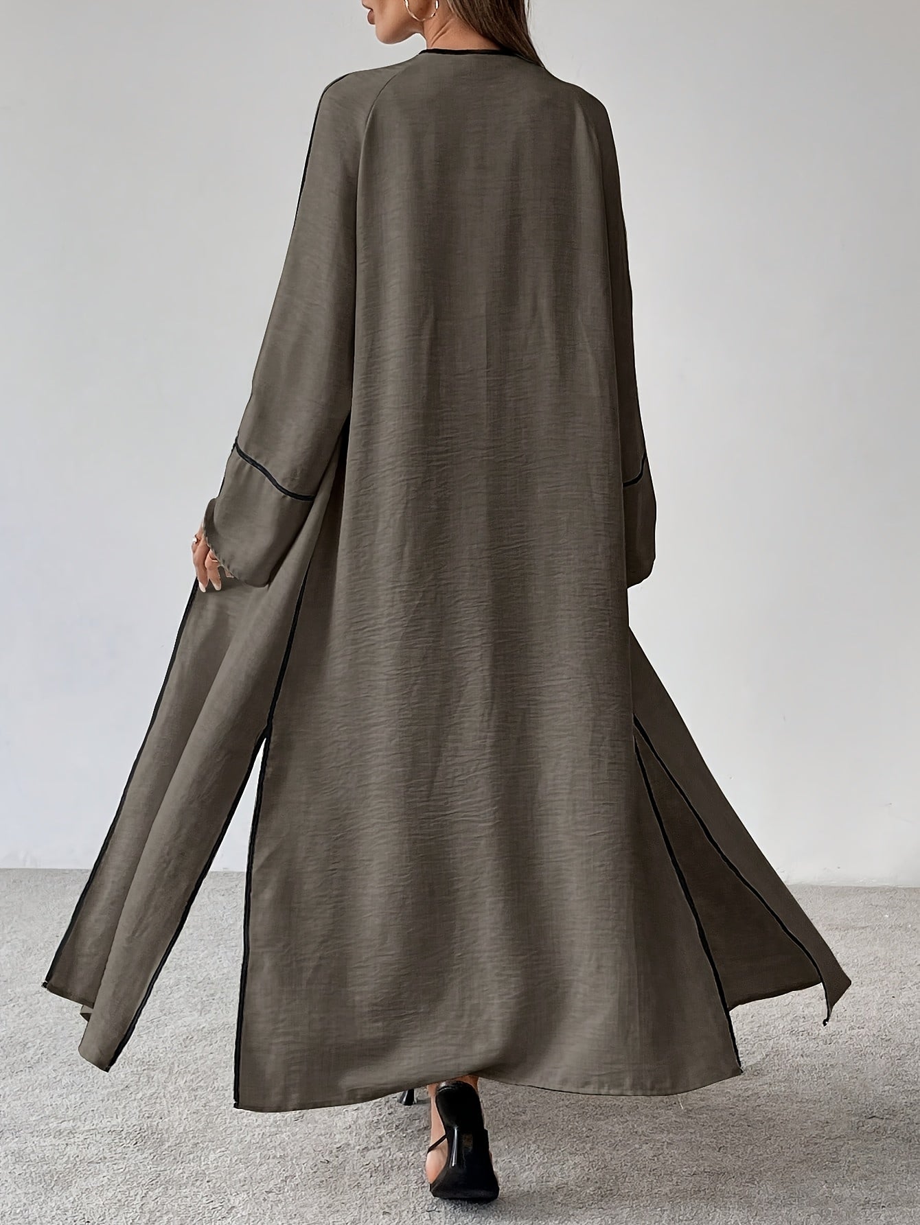 Women'S Elegant Fashion Work Casual Two-Piece Set - Long Sleeve Cardigan with Color Block Detail and Wide-Leg Pants, Loose Fit, All-Season Wear, Stylish Work Attire|Casual Style|Color Block Detail