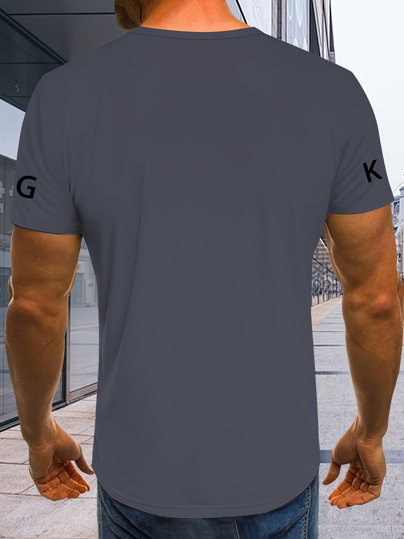 Men's 3D Digital Print T-Shirt with Crown "LIVE LIKE A KING" Slogan - Casual Round Neck Regular Fit Machine Washable Graphic Tee for Casual Attire, Streetwear Fashion, Bold Statement Shirt, Durable Fabric Shirt