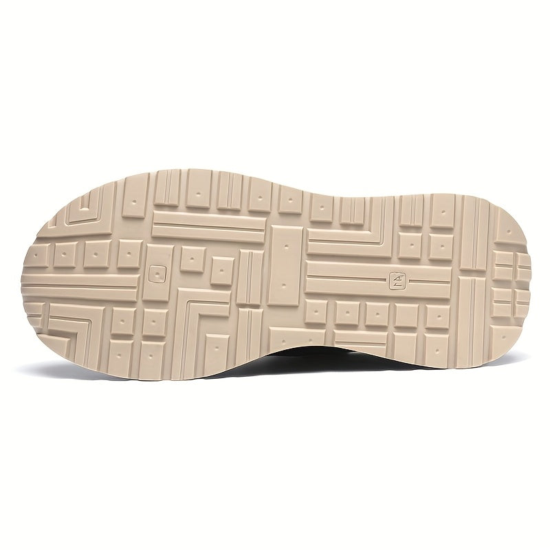 1 Pair of Men's Casual Sneakers, Comfortable Slip-Resistant, Black Beige Low-Top Shoes for Casual Attire, Trendy Street Style with Fabric Lining and Durable PVC Sole