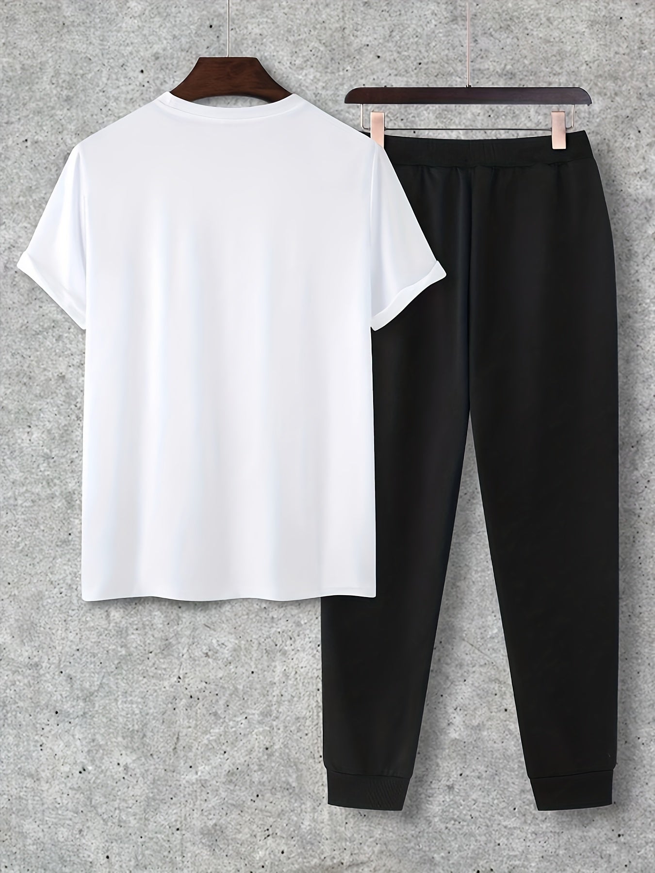 2pcs Set, Men'S Casual Loungewear, Gift, Fashion Print, Round Neck T-Shirt with Drawstring Pants, Outfit