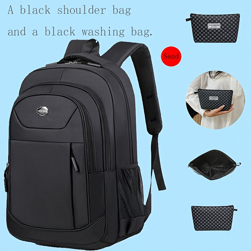 Large Capacity Laptop Backpack for Men & Women - Business Travel, Commuting, School Backpack with 39.62cm Laptop Compartment, Front Zipper Pocket, Side Pockets - Durable Lightweight Backpack for Professionals & Students - Bla
