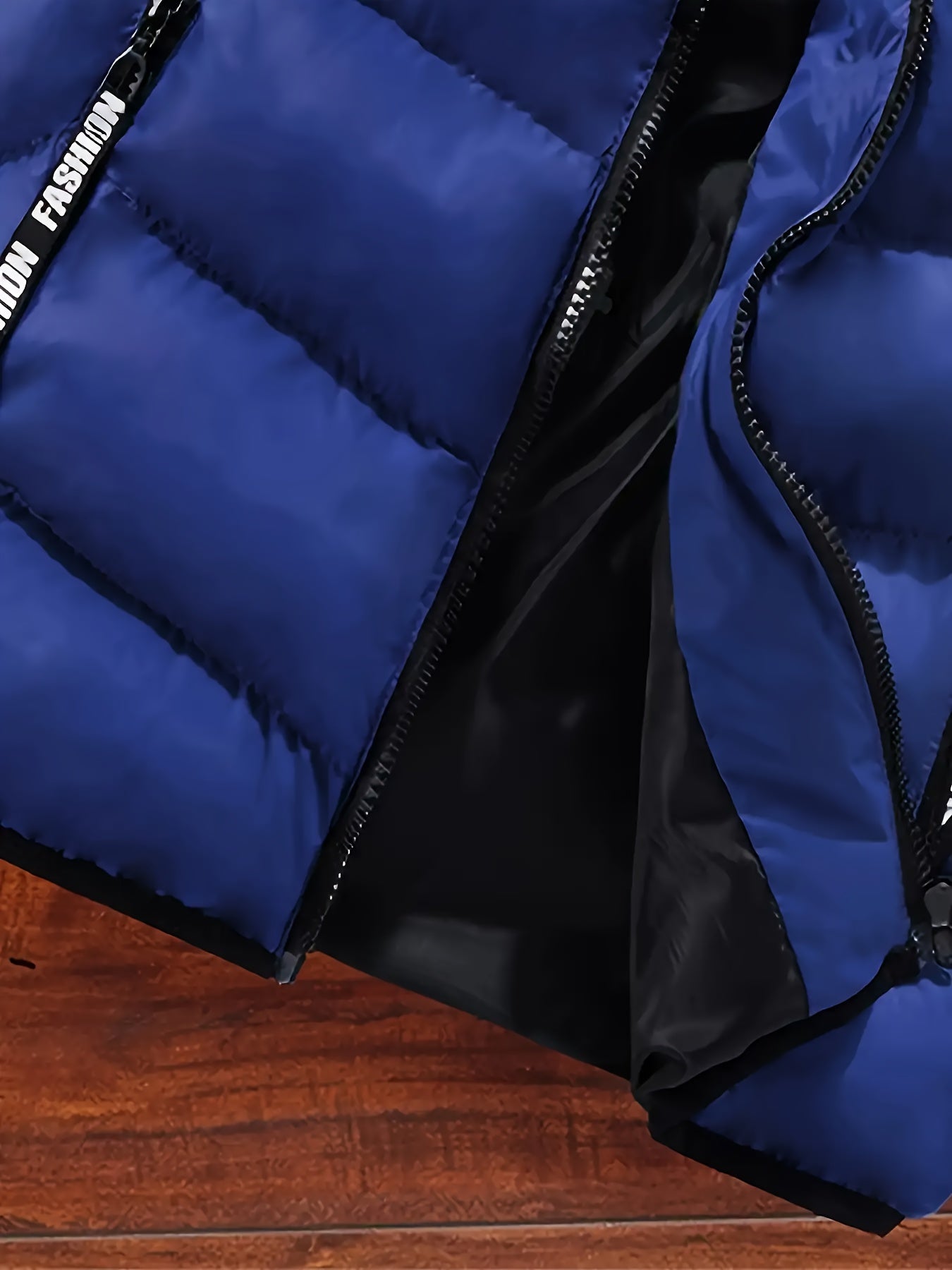 Men's Thickened Polyester Warm Vest with Full-Zip and Stand Collar