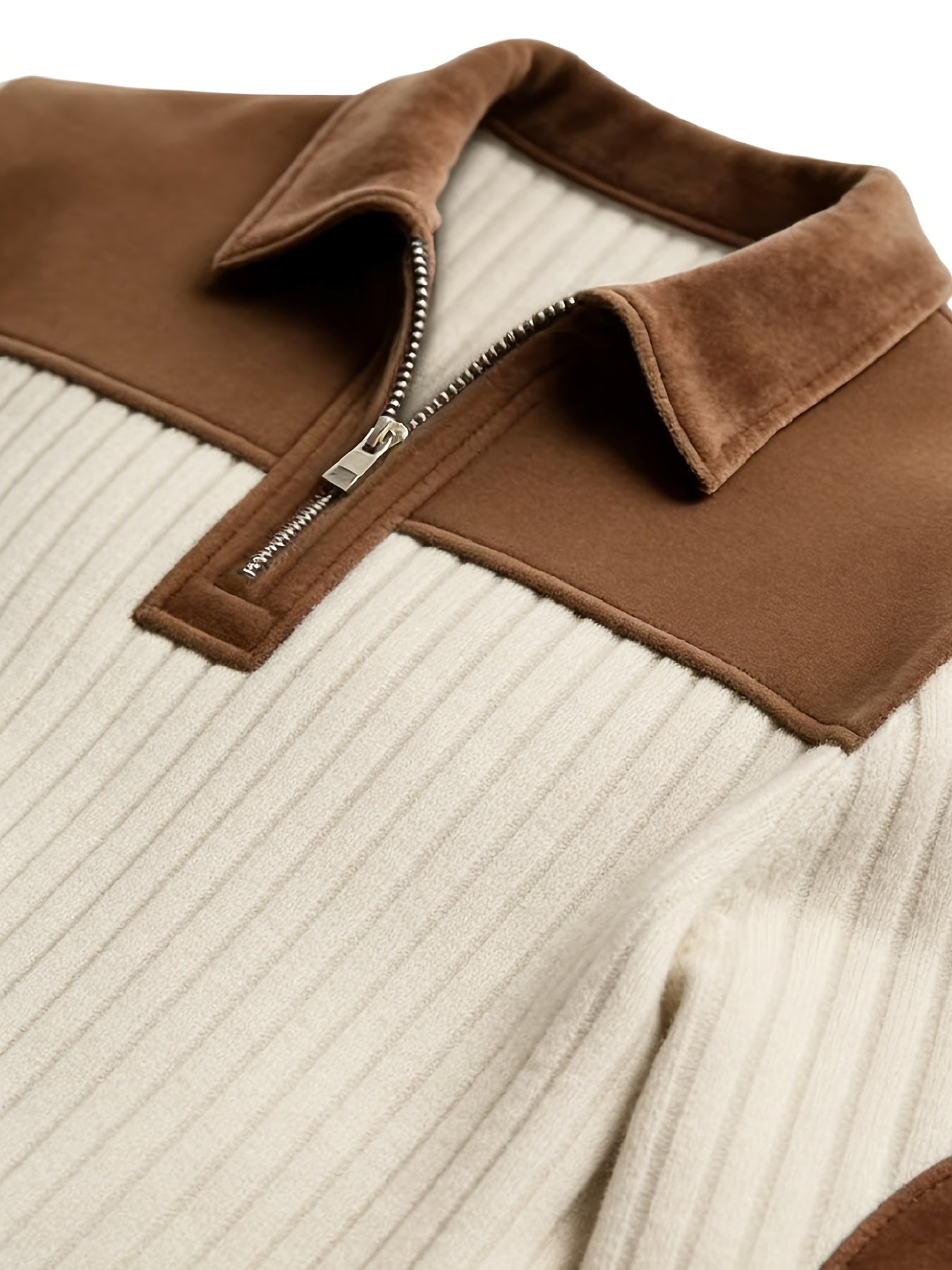 Men's Autumn Winter Color Block Pullover Sweater with Lapel