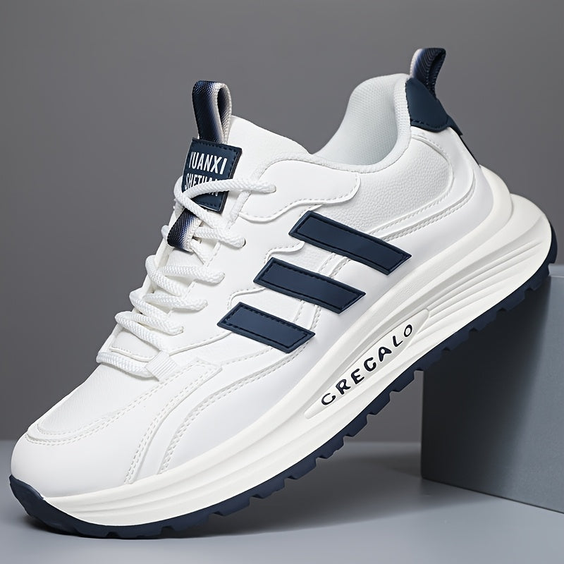 1 Pair of Men's Casual Sneakers, Comfortable Slip-Resistant, Black Beige Low-Top Shoes for Casual Attire, Trendy Street Style with Fabric Lining and Durable PVC Sole