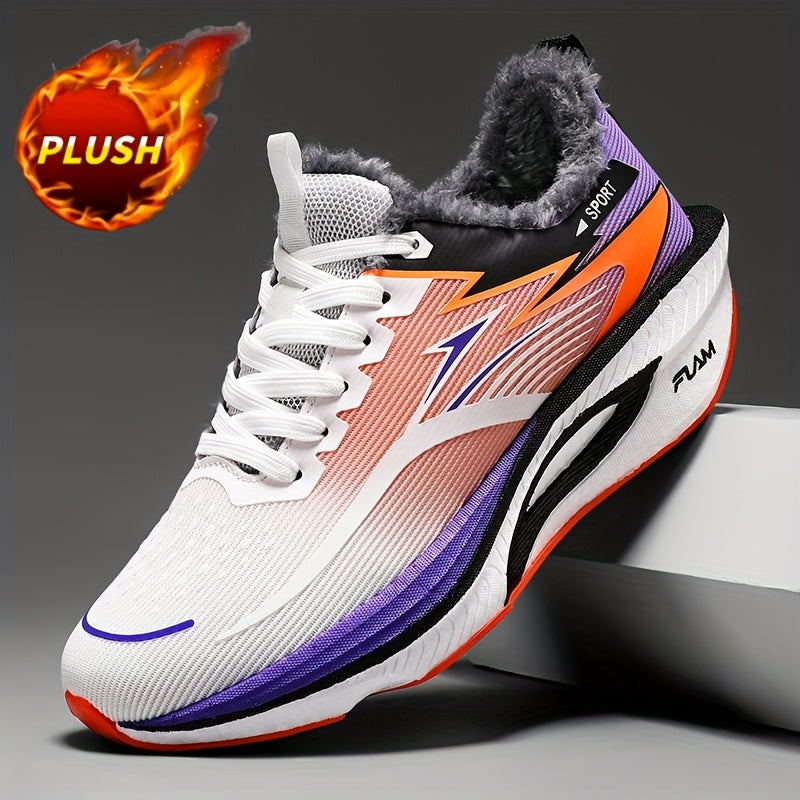 Men's Winter Snow Sports Shoes with Warm Fleece Lining, Carbon Fiber-like MD Traction Tread (Low-Top) - Heavy-Duty Shock-Absorbing Sole, Anti-Slip Ice Grip, Lightweight Thermal Design for Ice Skating, Gym, & Daily Wear - Blac