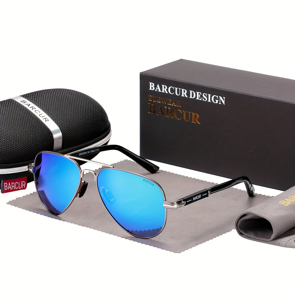 BARCUR Men’s Polarized Pilot Sunglasses Stainless Steel Frame