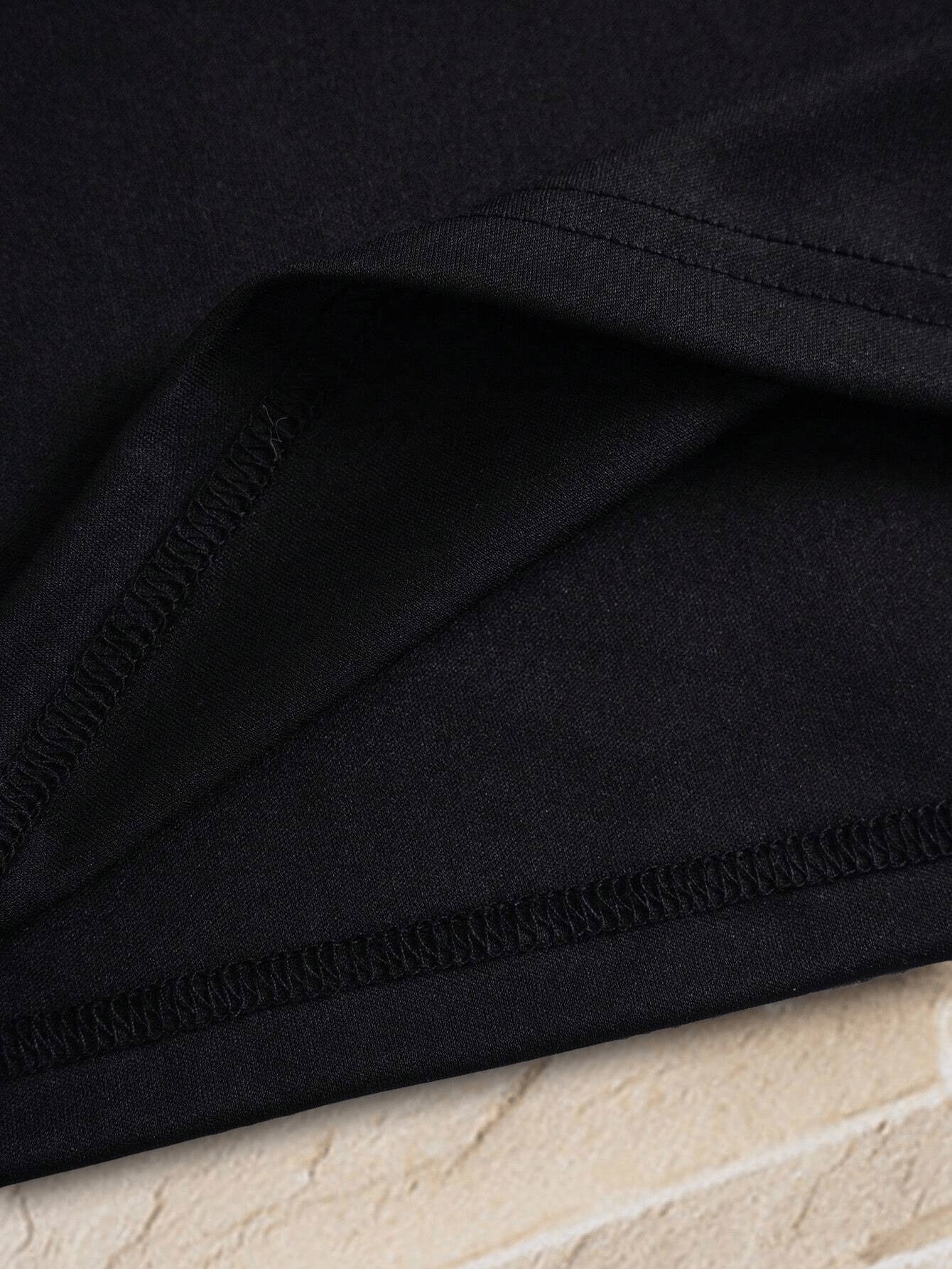 Men'S V-Neck Short Sleeve T-Shirt - Lightweight Breathable, Casual Fit, Solid Black, Perfect for Summer, High-Quality Knit Fabric, Everyday Tshirt Casual Style Comfortable Fit