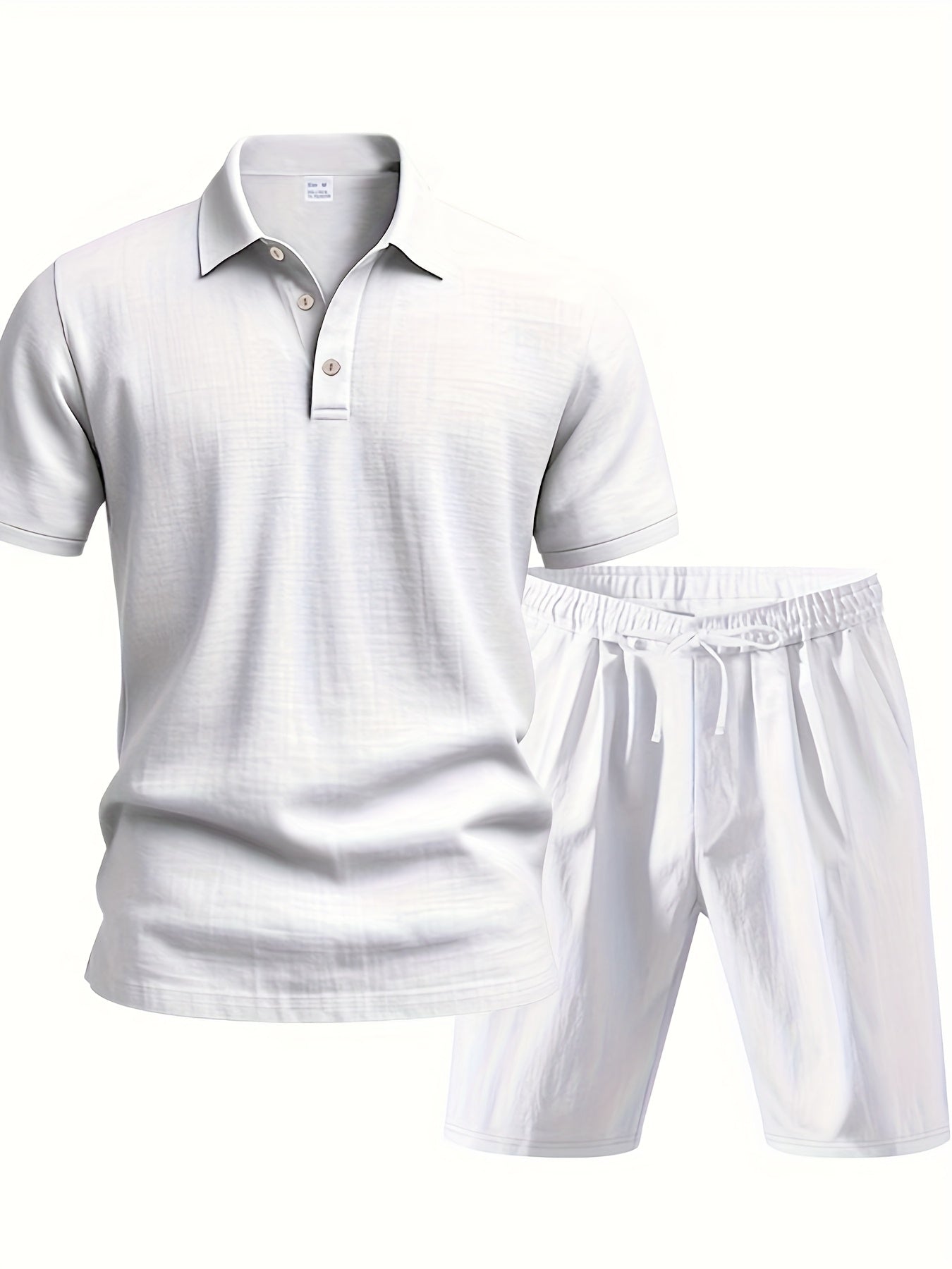 Essential for a Cool Summer! Men's Linen Shirt & Shorts Set, Comfortable Casual Outing Choice - Simple Beach Vacation Style Solid Color Linen