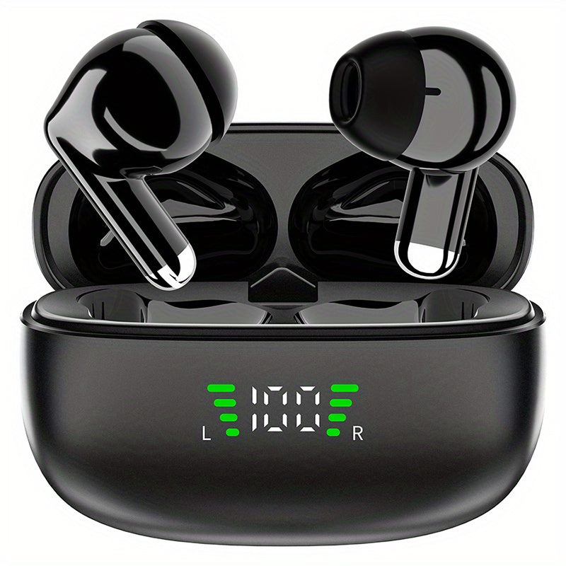 ANKRIYUL Wireless 5.3 Wireless Sport Earbuds, TWS Stereo with LED Digital Display, Touch Control, 10W Max Power, USB-C Charging, Protective Case for Phone, Black, Active Lifestyle Audio, Modern Headphones, Durable Headphones