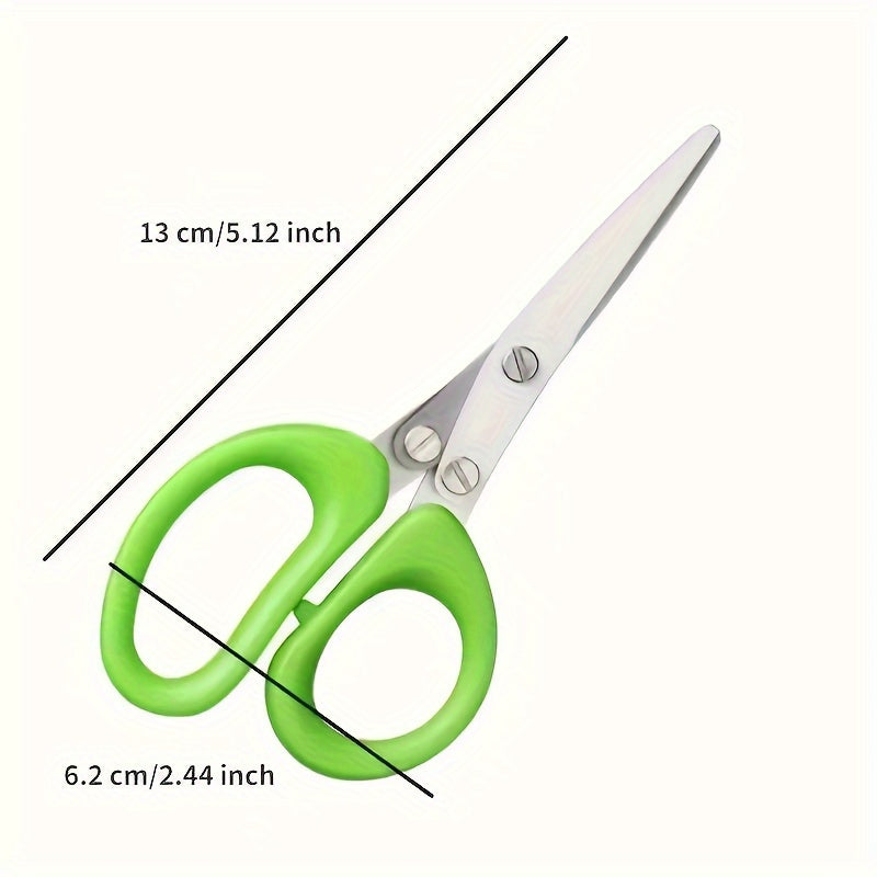 3-Layer Stainless Steel Kitchen Scissors - Versatile Onion & Herb Shredder for BBQ & Indoor Use, Durable with Protective Cover & Built-in Cleaning Agent