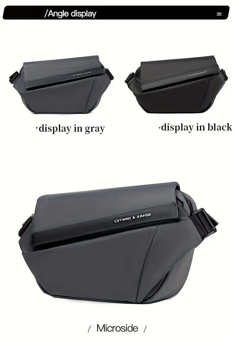 Men'S Sleek Black Crossbody Bag - Durable Oxford Material, Zippered Chest Bag with Adjustable Strap, Ideal for Commuting Cycling, Trendy Shoulder Bag for Men, Cycling Bag Trendy Shoulder Bag Functional Design, Small Crossbo