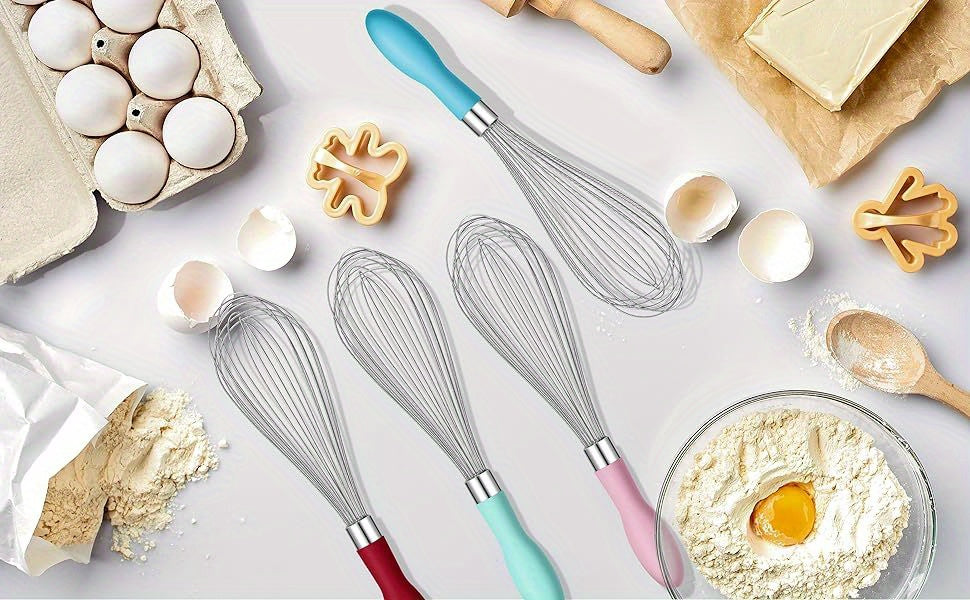 Durable Stainless Steel Whisk with Comfort Grip Silicone Handle - Perfect for Blending, Beating & Stirring - Essential Kitchen Tool for Restaurants & Food Trucks