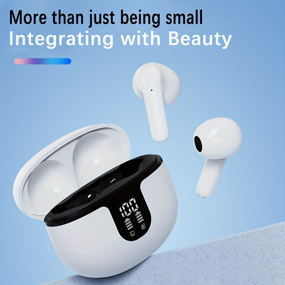 High-Fidelity Sound Quality with Deep Noise Cancellation, Seamless Connectivity, Volume Control, Open-Back Design, Compatible with Tablets - Wireless Sports Earbuds with LED Digital Display, Long Battery Life, Touch Operation