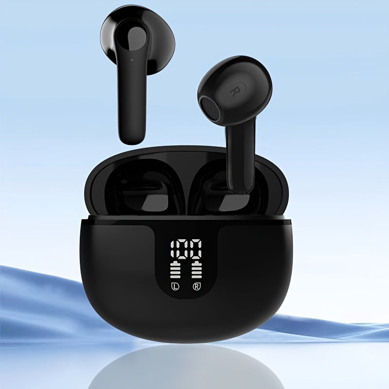 High-Fidelity Sound Quality with Deep Noise Cancellation, Seamless Connectivity, Volume Control, Open-Back Design, Compatible with Tablets - Wireless Sports Earbuds with LED Digital Display, Long Battery Life, Touch Operation