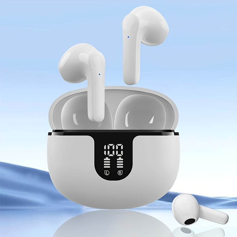 High-Fidelity Sound Quality with Deep Noise Cancellation, Seamless Connectivity, Volume Control, Open-Back Design, Compatible with Tablets - Wireless Sports Earbuds with LED Digital Display, Long Battery Life, Touch Operation