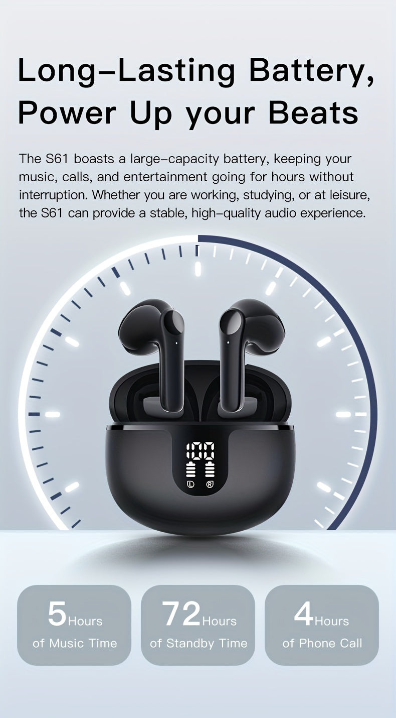 High-Fidelity Sound Quality with Deep Noise Cancellation, Seamless Connectivity, Volume Control, Open-Back Design, Compatible with Tablets - Wireless Sports Earbuds with LED Digital Display, Long Battery Life, Touch Operation