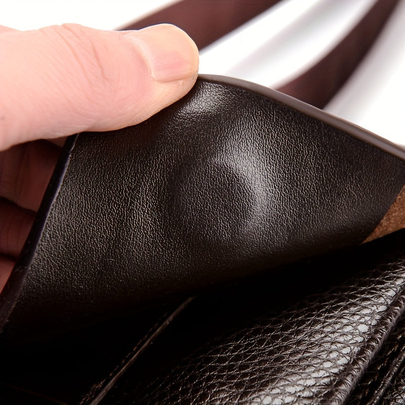 Men's Microfiber Leather Shoulder Bag Basic Style with Buckle for Daily Commute - Adjustable Strap No-Print Messenger Bag - Business Casual Crossbody Bag