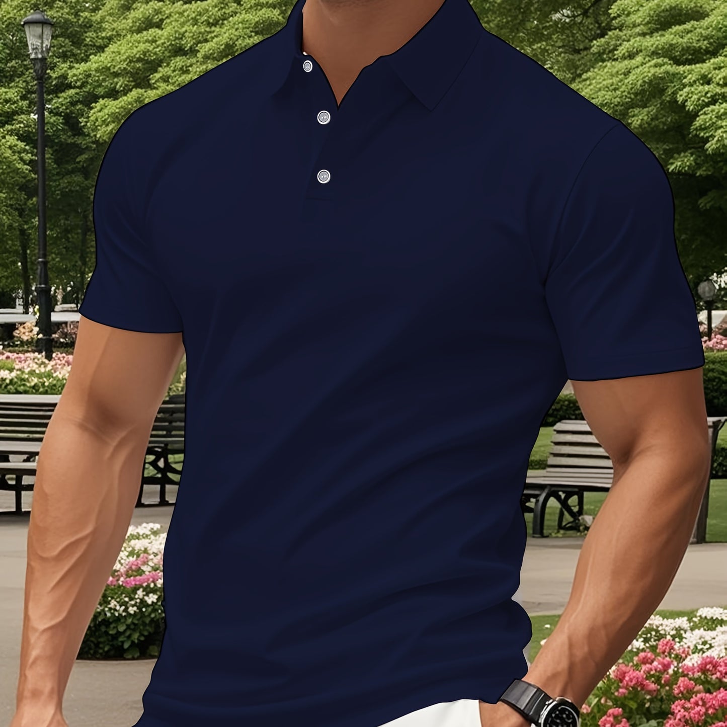 Men's Lightweight Breathable Shirt - Quick-Dry Polyester Button-Up Collar Formal & Casual Business-casual Office Wedding Party Attire - Easy-Care Everyday & Special Occasion Shirt, Easycare Fabric