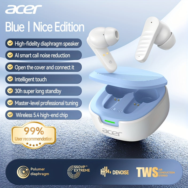 30h Wireless Earbuds Acer OHR503 Mini Sport Wireless Earbuds | Wireless Stereo, Long 30h Standby, Noise-Canceling, Comfortable Wear | Universal Fit, Latest Model, Touch Control