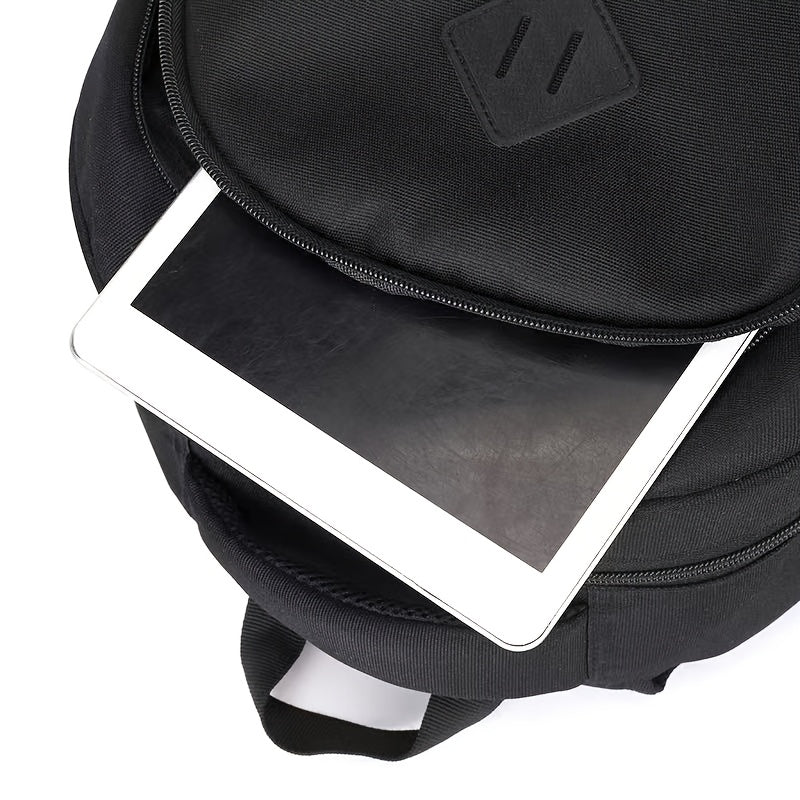 Stylish Black Nylon Backpack - Lightweight, High Quality, Large Capacity with Laptop Compartment, Adjustable Straps Mesh Pockets for School, Travel, and Work