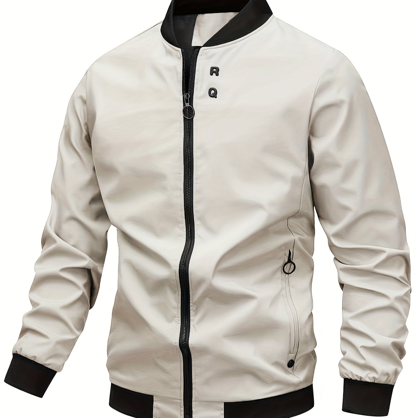 Men's Stylish Windproof Jacket - Solid Color, Stand Collar, Zip-Up with Pockets, Lightweight Polyester for All Seasons, Casual & Outdoor Wear, Allseason Jacket | Zipup Jacket | Polyester Jacket, Windbreaker Jacket
