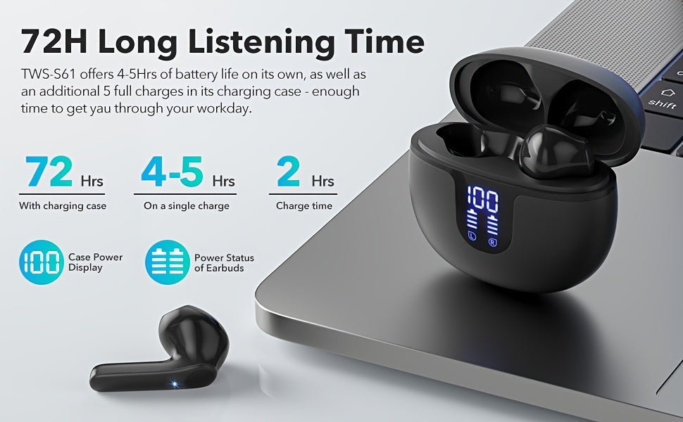 Wireless Earbuds, Wireless in-Ear, USB-C Fast Charge, Clear Sound, Built-in HD Mic, Touch Control, 40H Playtime, for Sport Wireless Headphones
