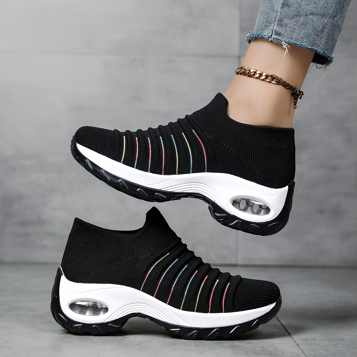 Women's Slip- Shoes - Lightweight Breathable Fabric Upper, Soft Cushioned PU Sole, Low-Top Casual Sneakers for Walking, Jogging Casual Attire - All-Season Comfort (Black), Ladies Sneakers, Allseason Footwear, Stylish Slipon
