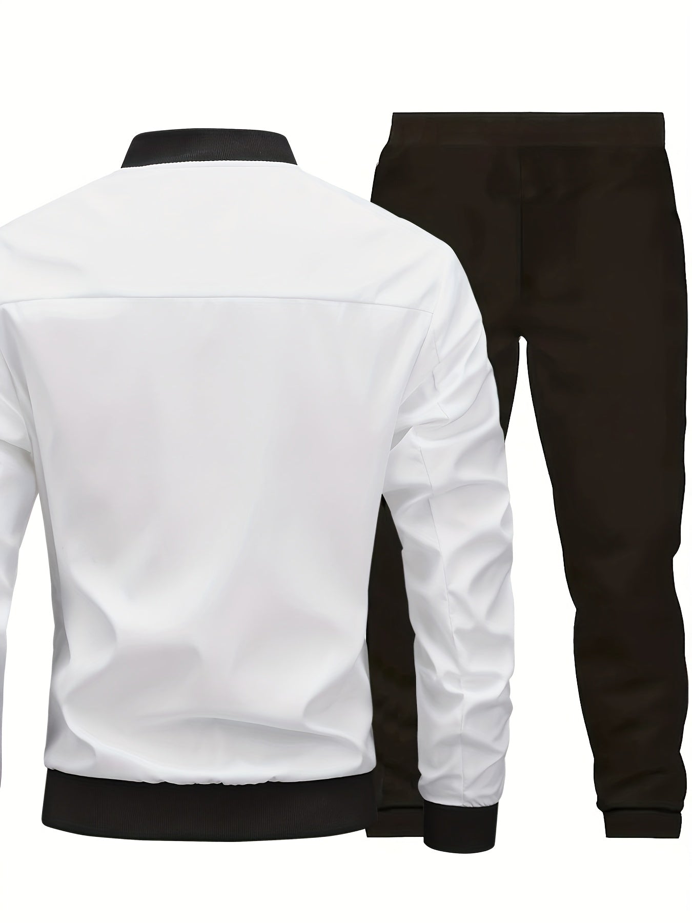 Men'S Casual Workwear Jacket and Pants Set, Solid Color, Long Sleeve, Regular Fit, with Pockets, for Spring/Fall, Casual Attire, Casual Attire|Casual Style|Solid Color Jacket