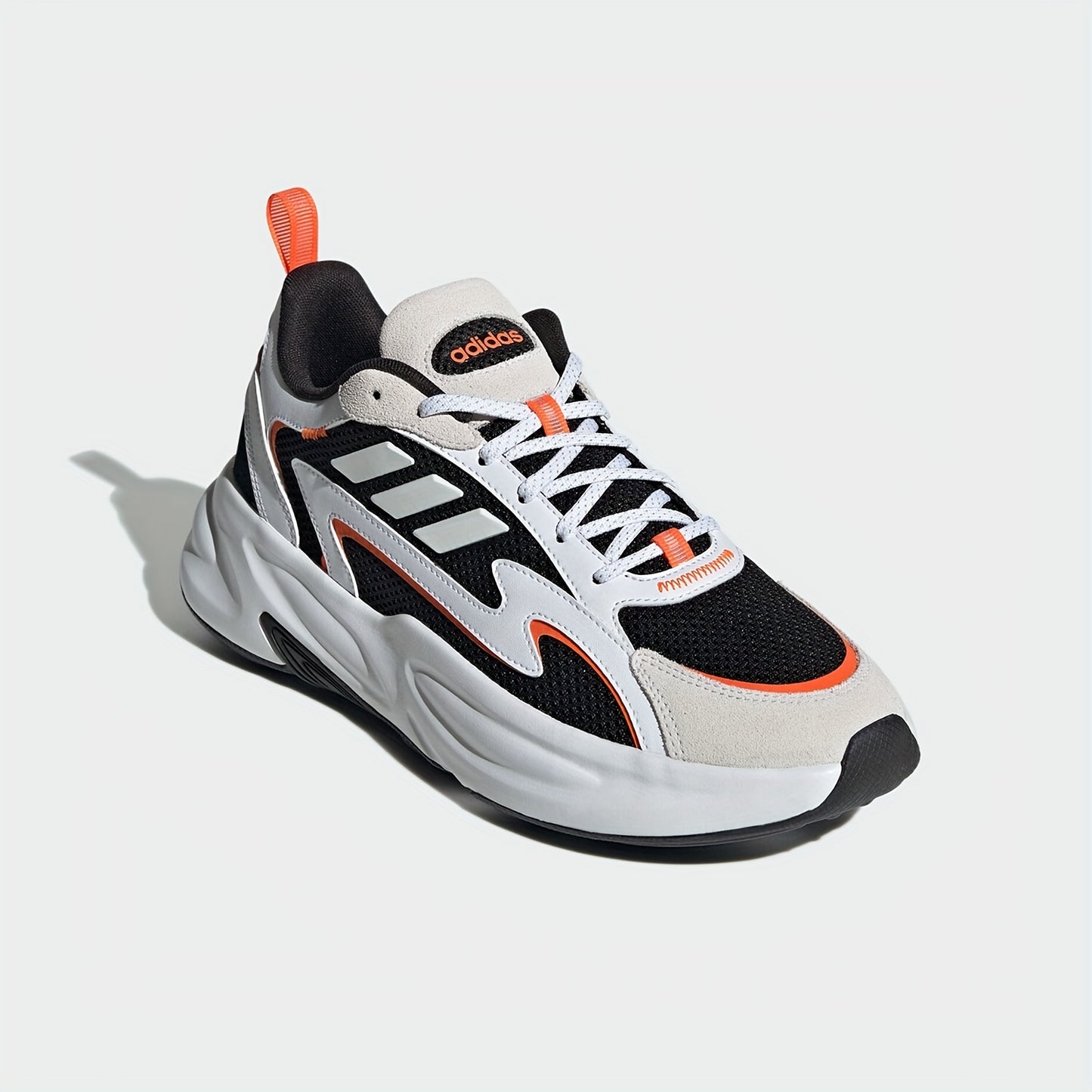 Adidas Men'S Women'S JH7371 Running Shoes - Breathable Mesh Upper, Cushioned EVA Sole, Lightweight Low-Top Design for Gym, Training Casual Wear - White/Black/Orange Accents, Gym Shoes, Sleek Sporty Look, Durable Rubber So