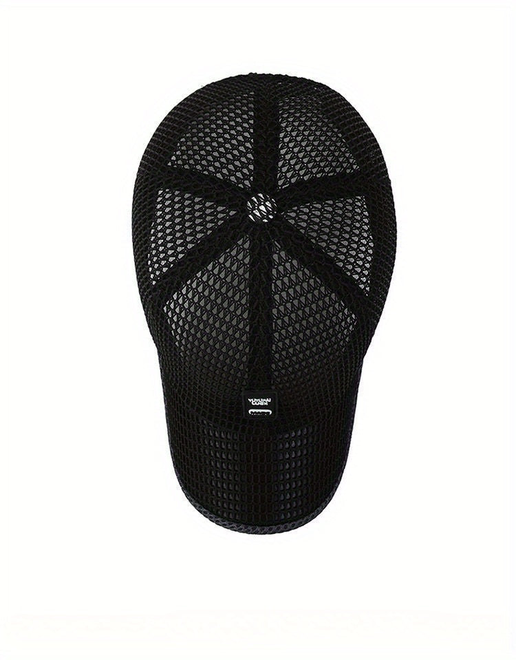2pcs Unisex Quick-Dry Mesh Baseball Caps - Breathable, Adjustable Summer Sun Hats with Large Brims for Outdoor Activities, Black & Gray Textured Design