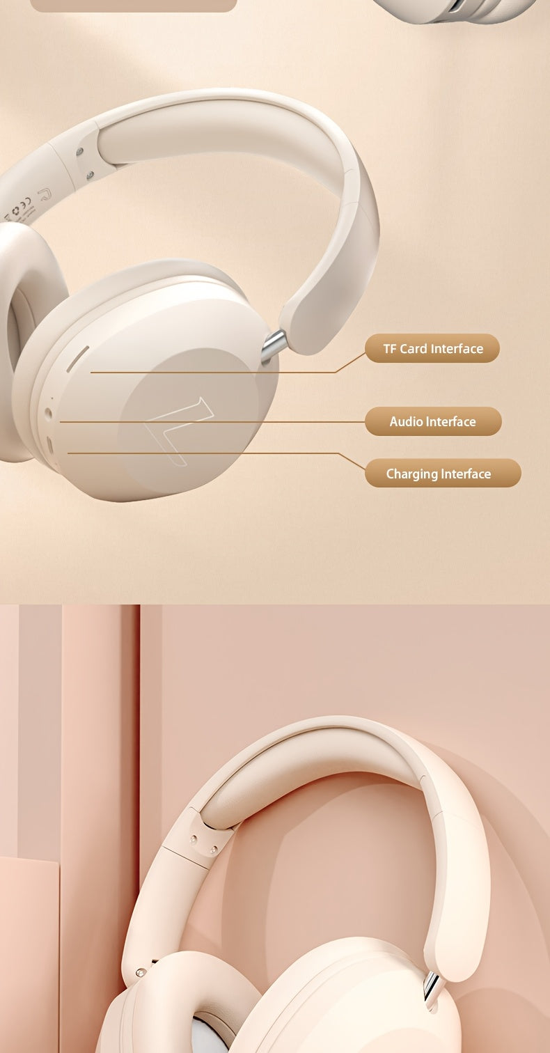 Wireless Headset with Pressure Relief Design, Bass Boost Built-in Microphone, Telescopic and Rotatable Flat Design, Auxiliary TF Mode for Gaming and Sports Use, Wireless Sports Earbuds, Office and Travel Compatible, Powerful