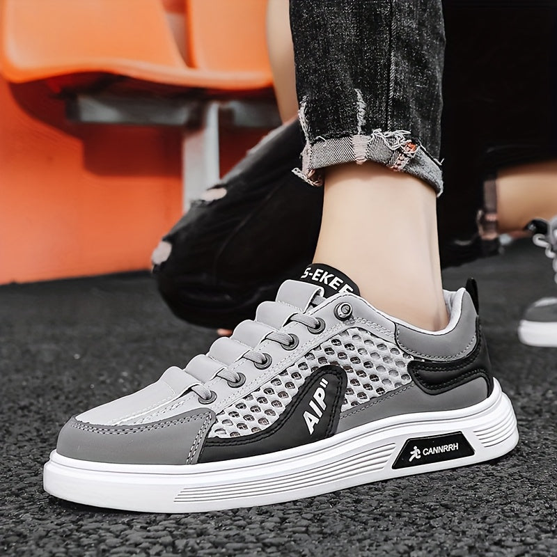 Men'S 2025 Spring/Summer Sneakers - Breathable Mesh Low Top Sneakers with "AIP" Logo, Casual Slip-On Shoes for Street and Sports, Casual Athletic Shoes Breathable Mesh Upper Elastic Closure