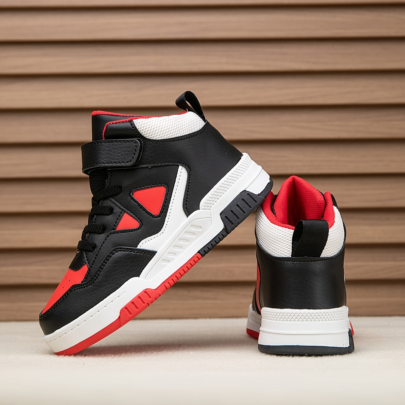 Youngsters' High-Top Sneakers with Color Block Design - Breathable, Non-Slip & Durable for Boys and Girls - Perfect for Outdoor Activities & Casual Attire