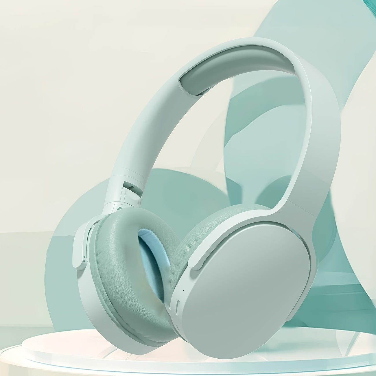 Beige Wireless Headphones, High Fidelity Stereo Sound, Foldable Design, Suitable for Travel and Sports, Compatible with Mobile Phones, Button Volume Control, USB Type-C Charging, Rechargeable Lithium Polymer Battery, Non-Wate
