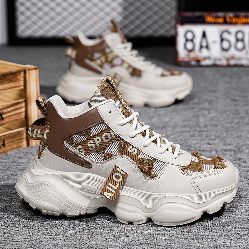 1 Pair Women'S High-Top Fashion Sneakers, Lightweight EVA Sole, Breathable Fabric Upper, All-Season Athletic Running Shoes with Comfort Insole