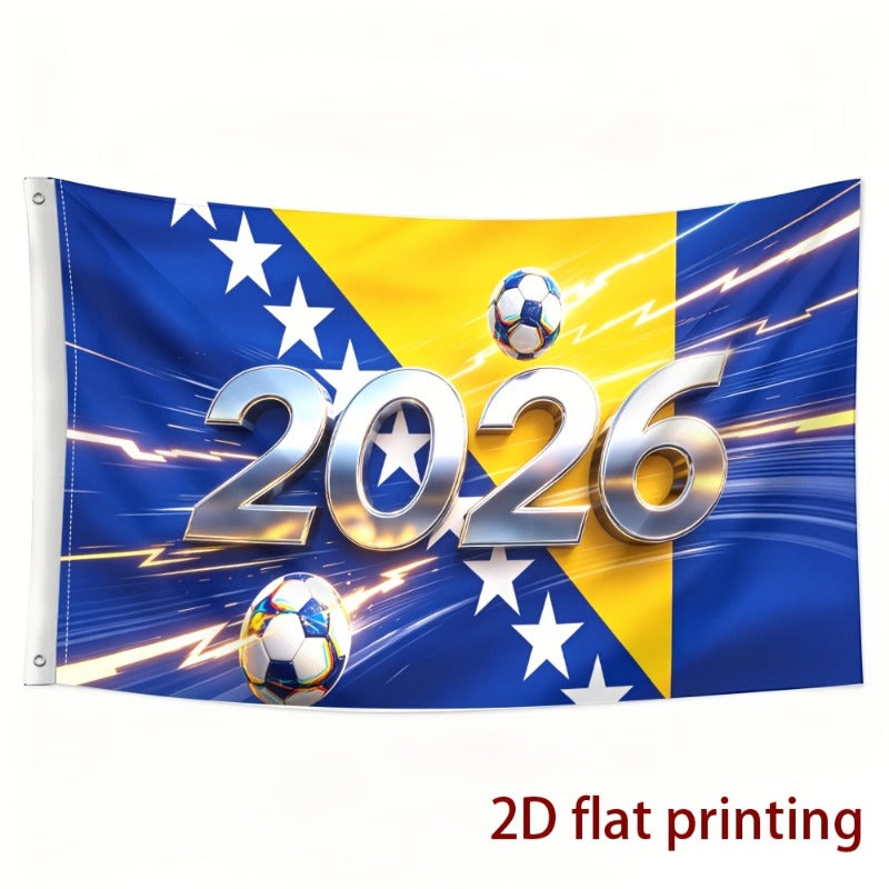 Bosnian Football Flag 2D Flat Single-Sided Party Decor