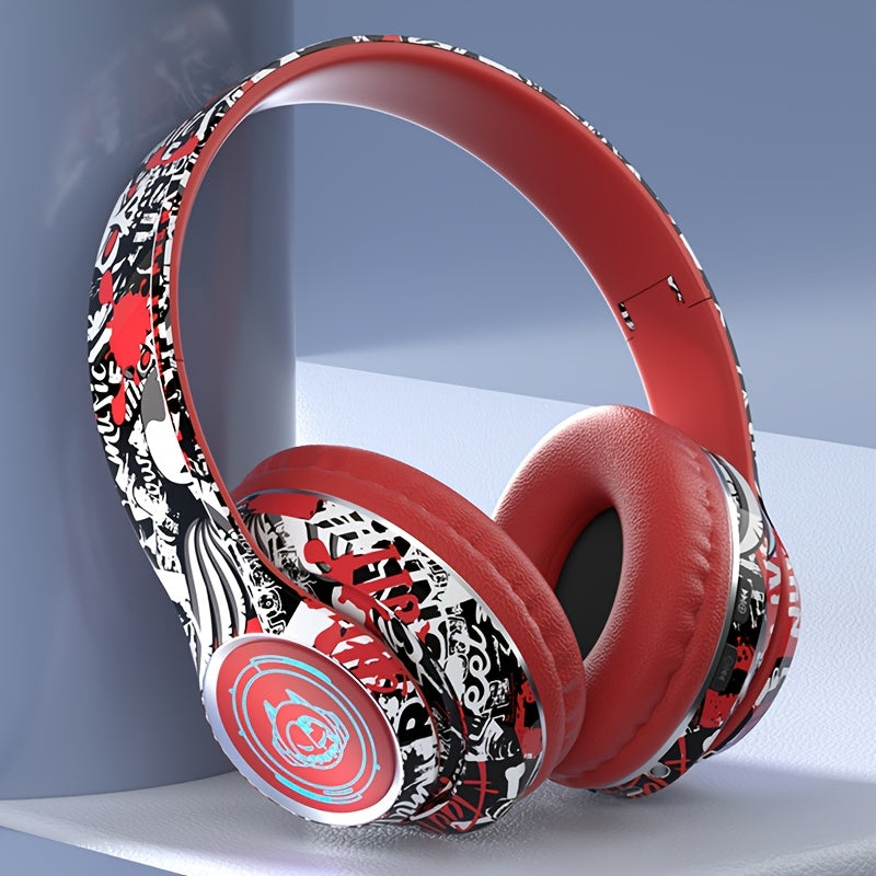 Wireless Headset with Shocking Sound, HIFI Sound Quality, 50 Hours Battery Life, Support Card Playback, Wired/Wireless Connection, RGB Luminous Lamp Effect, New Upgrade/Physical Noise Reduction, Acoustic Fidelity, Non-Inducti