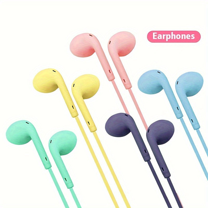 Anime-Inspired Wired Earphones with Microphone, 3.5mm Jack, Noise Isolating, Volume Control, Tangle-Free Cable, Plastic Semi-Open-Back Design, Compatible with Cellphones, Ideal for Running - Multiple Colors
