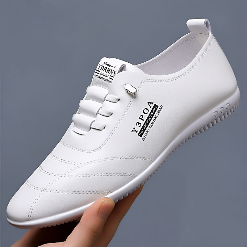 Men's White EVA Soft Sole Casual Sneakers - Low-Top Lace-Up Shoes with Rubber Outsole, Comfortable Versatile Design for Casual Attire, Shoes Sneakers, Comfortable Footwear, Minimalist Style, Cushioned Insole, Urban Style