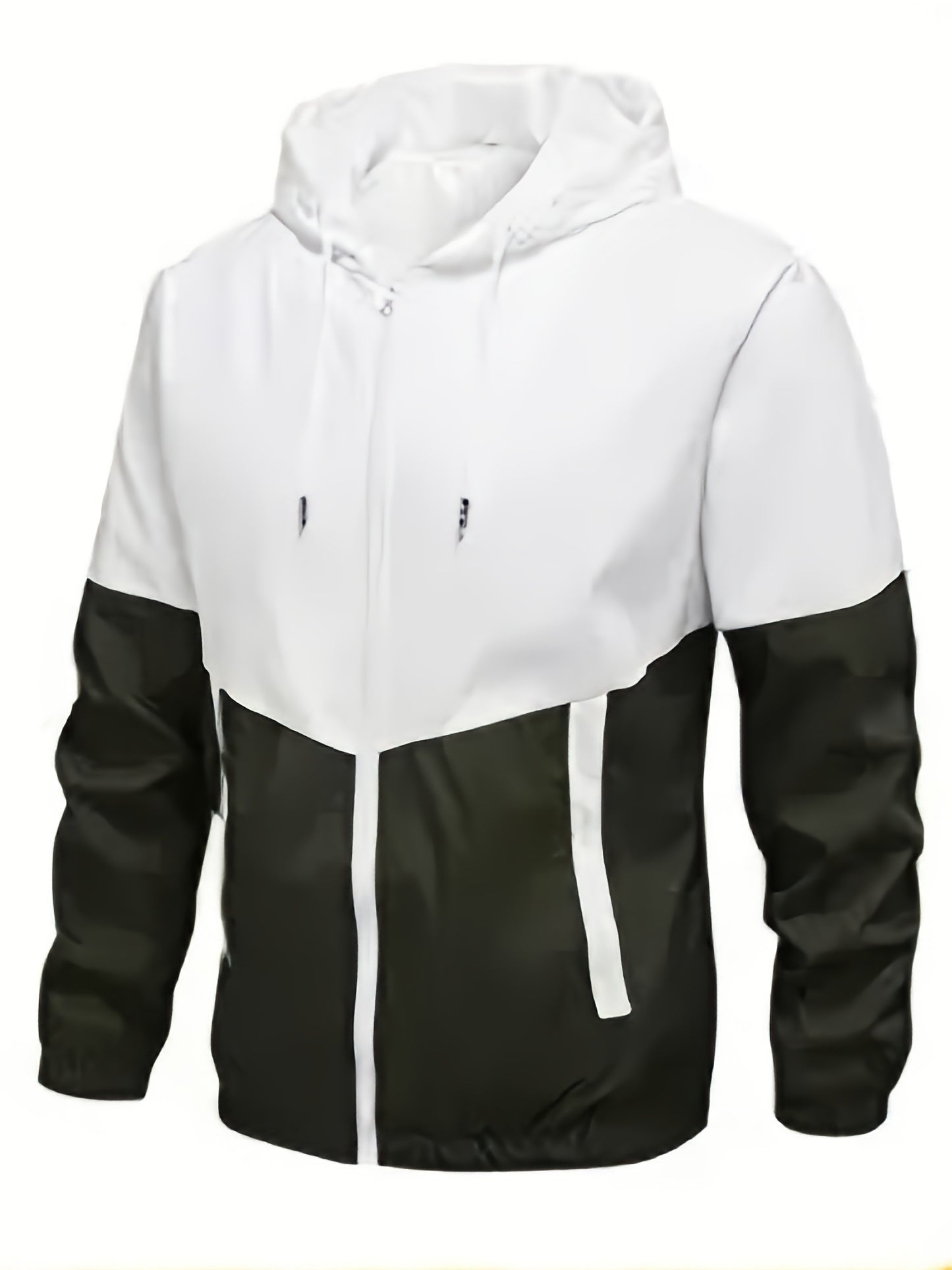Men's Spring Autumn Outdoor Sports Training Casual Color Block Stitched Hoodie Adjustable Set Home Top and Pants Fashionable Windproof Jacket Pants Two-Piece Suit