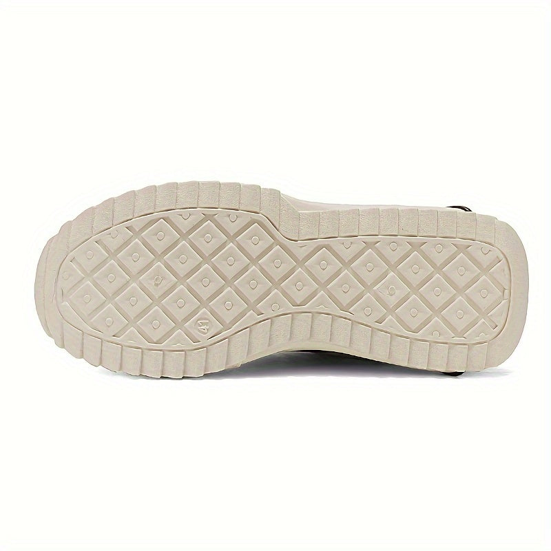 LYXCEK Men's Summer Casual Running Shoes - Trendy Chunky Sneakers with Height Boost, Black Beige, Lace-Up, Breathable Fabric Lining, Non-Slip PVC Sole, Fit