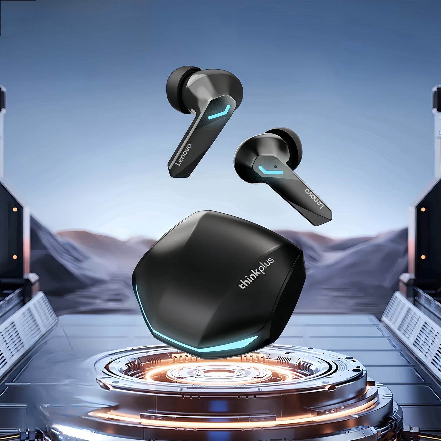 Lenovo ThinkPlus GM2 Pro Wireless Earbuds with Intelligent Noise Cancellation, High-Fidelity Sound, Rechargeable USB-C Charging Case, Sleek Black Design, Comfort Fit for Everyday Use